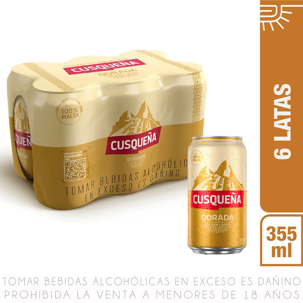 Sixpack Cusqueña Dorada 355 ml